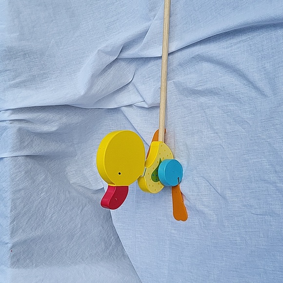 Applesauce Duck Walker wooden toy, flappy feet, handle unscrews, NWT - Picture 1 of 8
